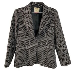 Ikram Blazer Womens 46 Black Beige Geometric Jacquard Made in Italy Lined
